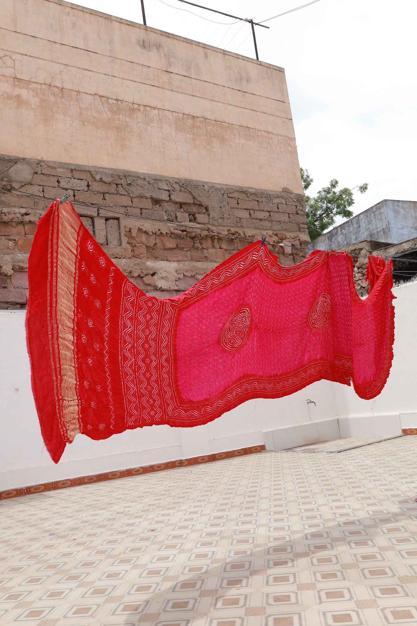 Rai Bandhani Silk Saree with Zari Pallu