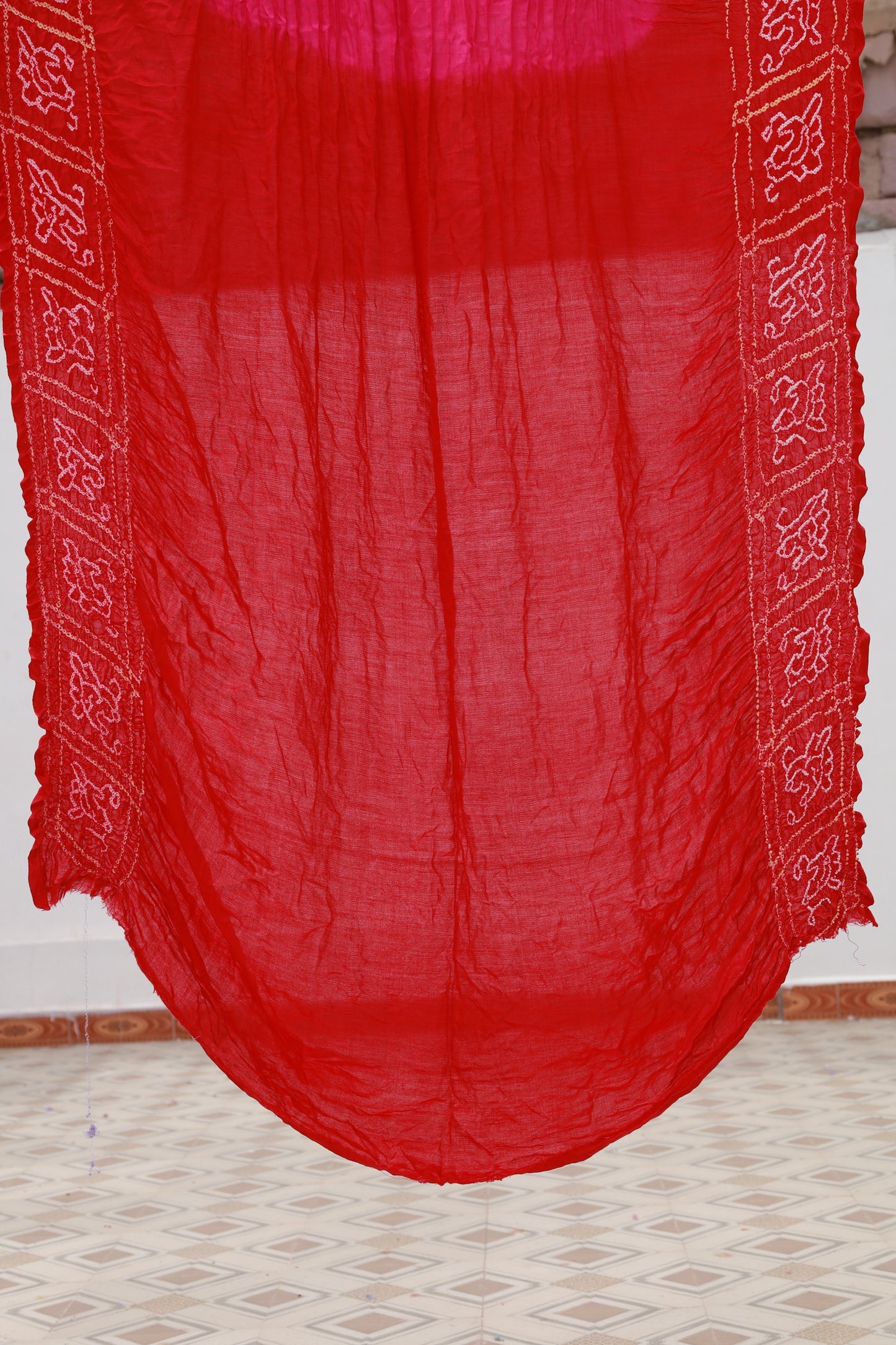 Rai Bandhani Silk Saree with Zari Pallu