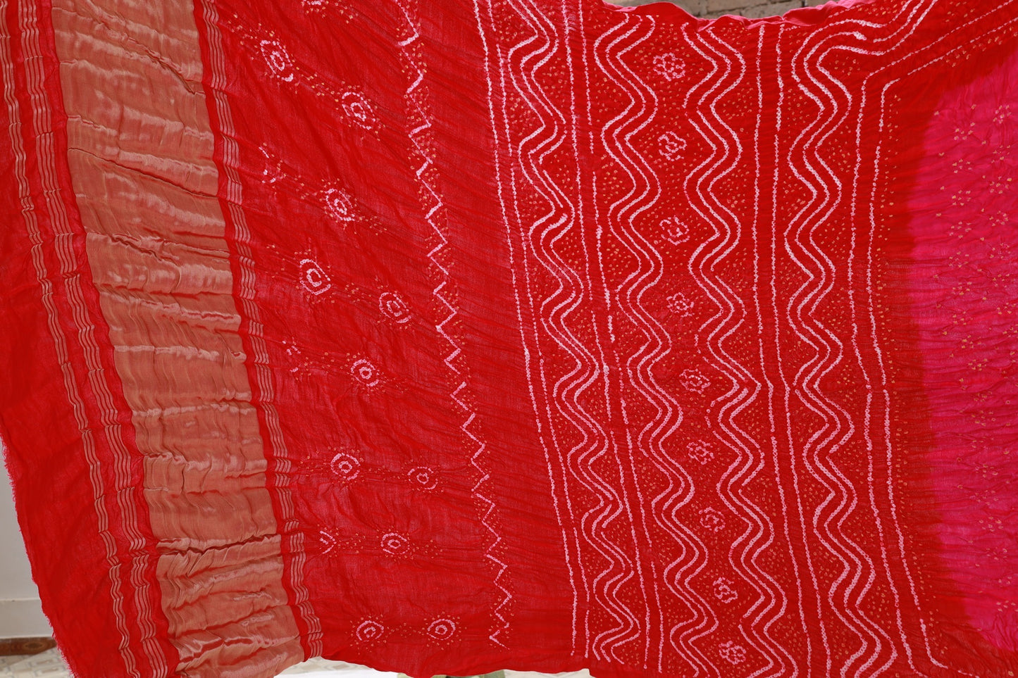 Rai Bandhani Silk Saree with Zari Pallu