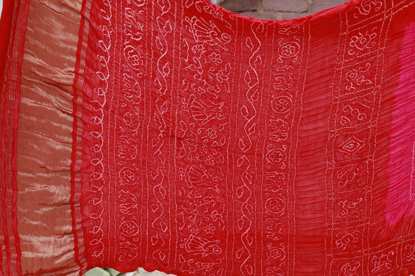 Rai Bandhani Silk Saree with Zari Pallu
