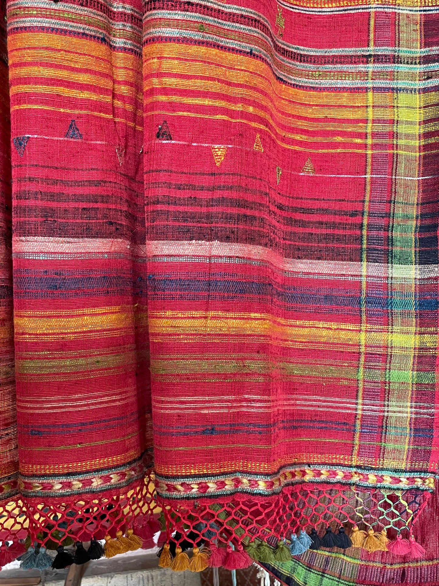 Elegant paprika Bhujodi saree woven in sustainable Kala Cotton with intricate artisan detailing