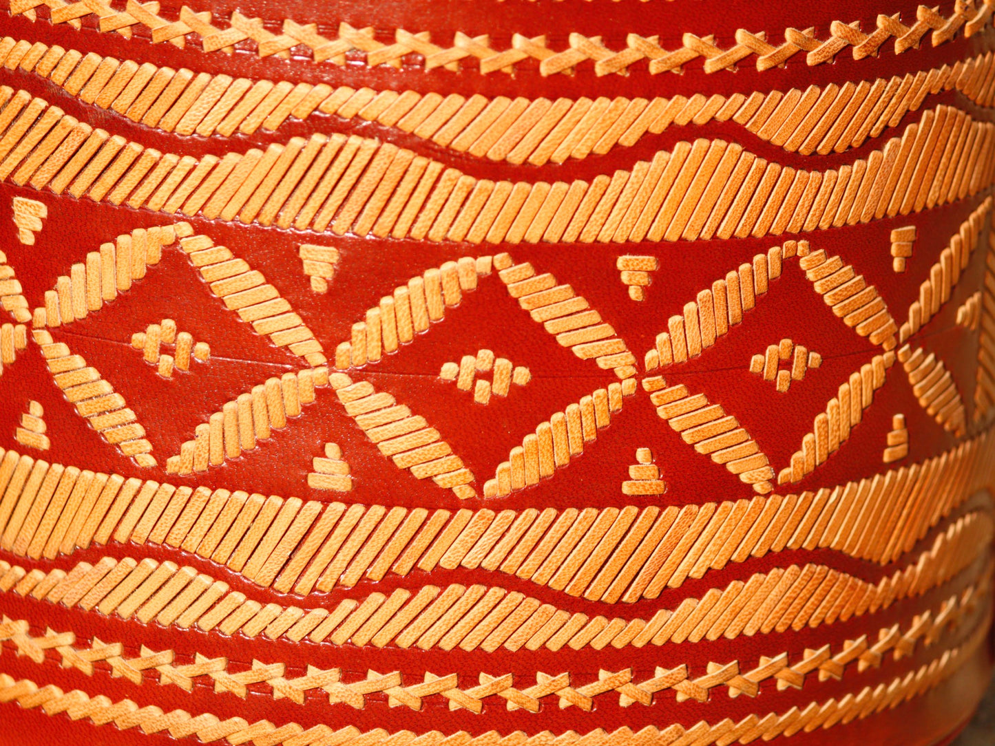 Leather potli bag with thread work