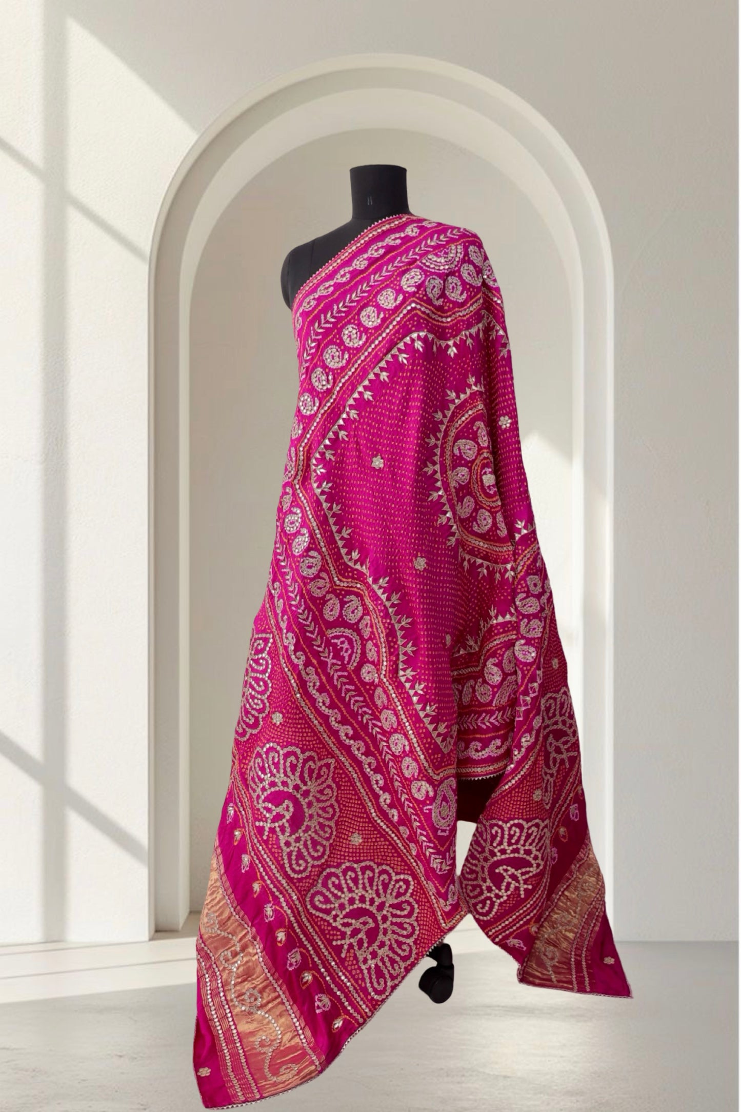 Bandhani Dupatta with Gotapatti Handwork
