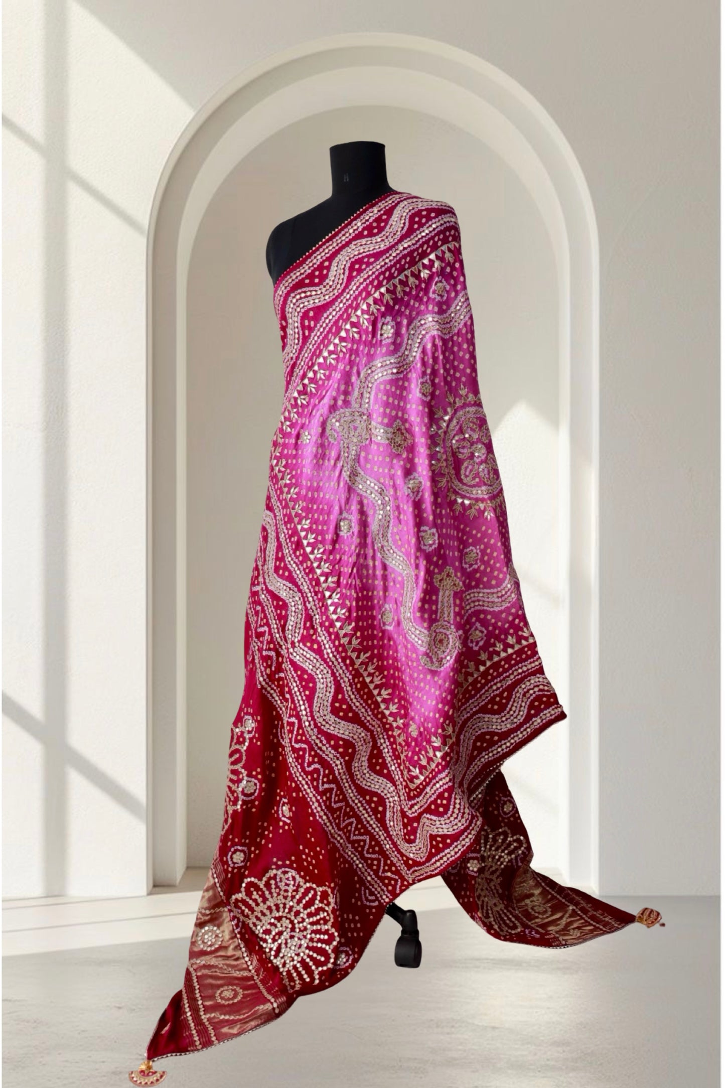 Bandhani Dupatta with Gotapatti Handwork
