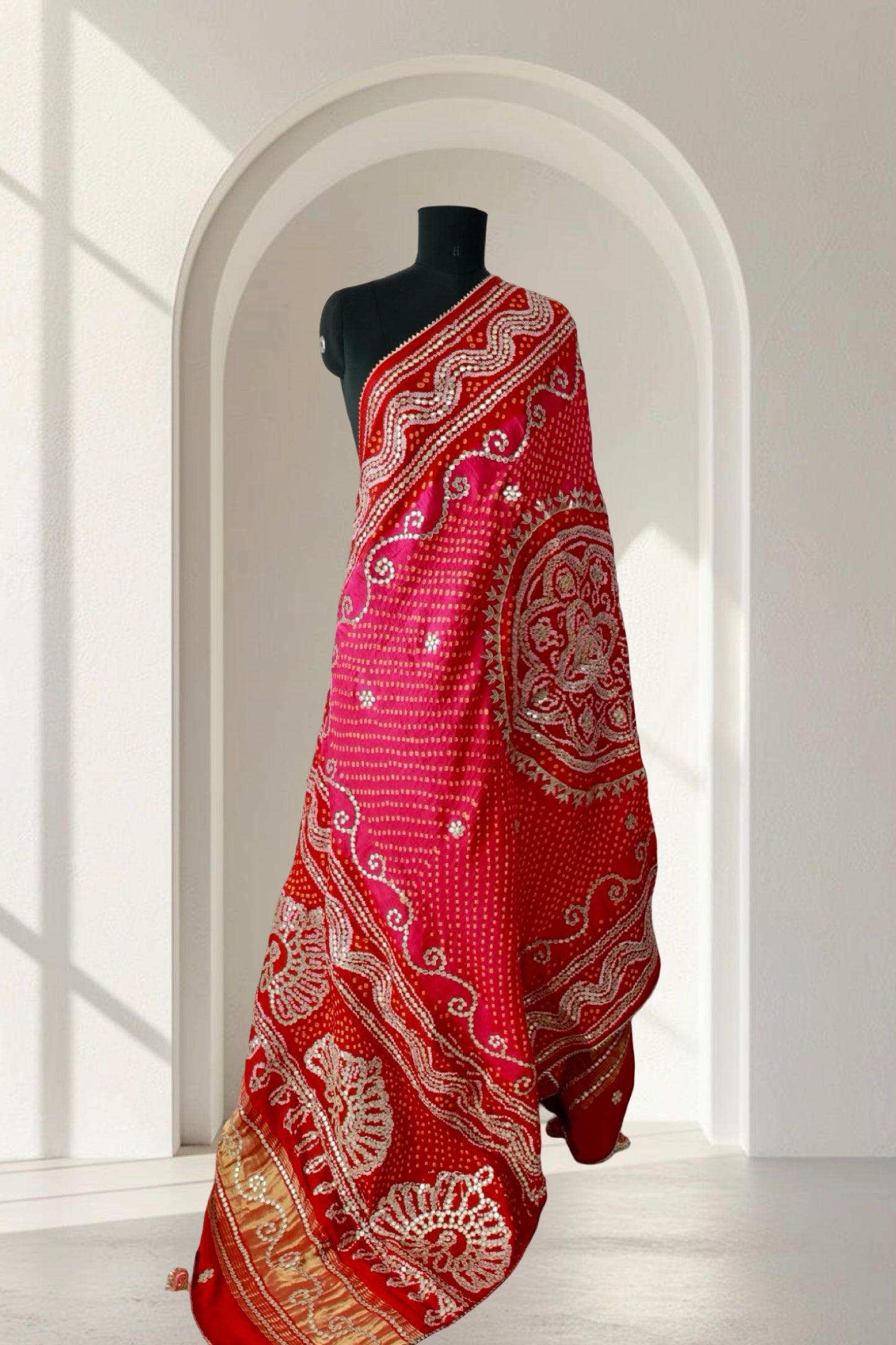 Bandhani Dupatta with Gotapatti Handwork