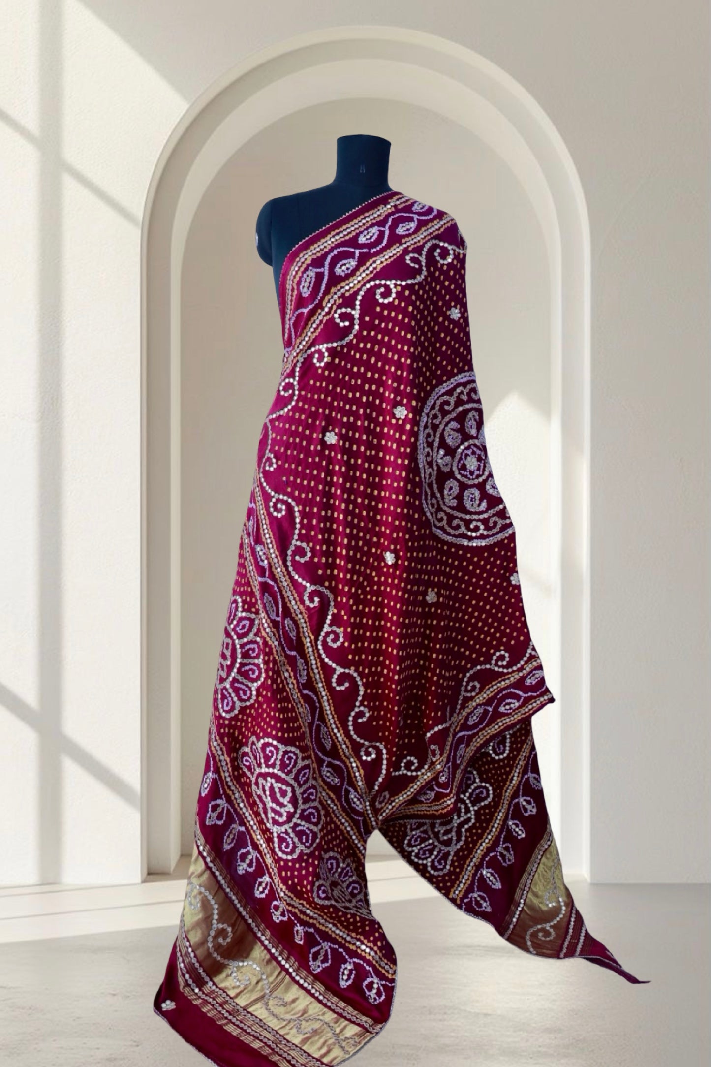 Bandhani Dupatta with Gotapatti Handwork