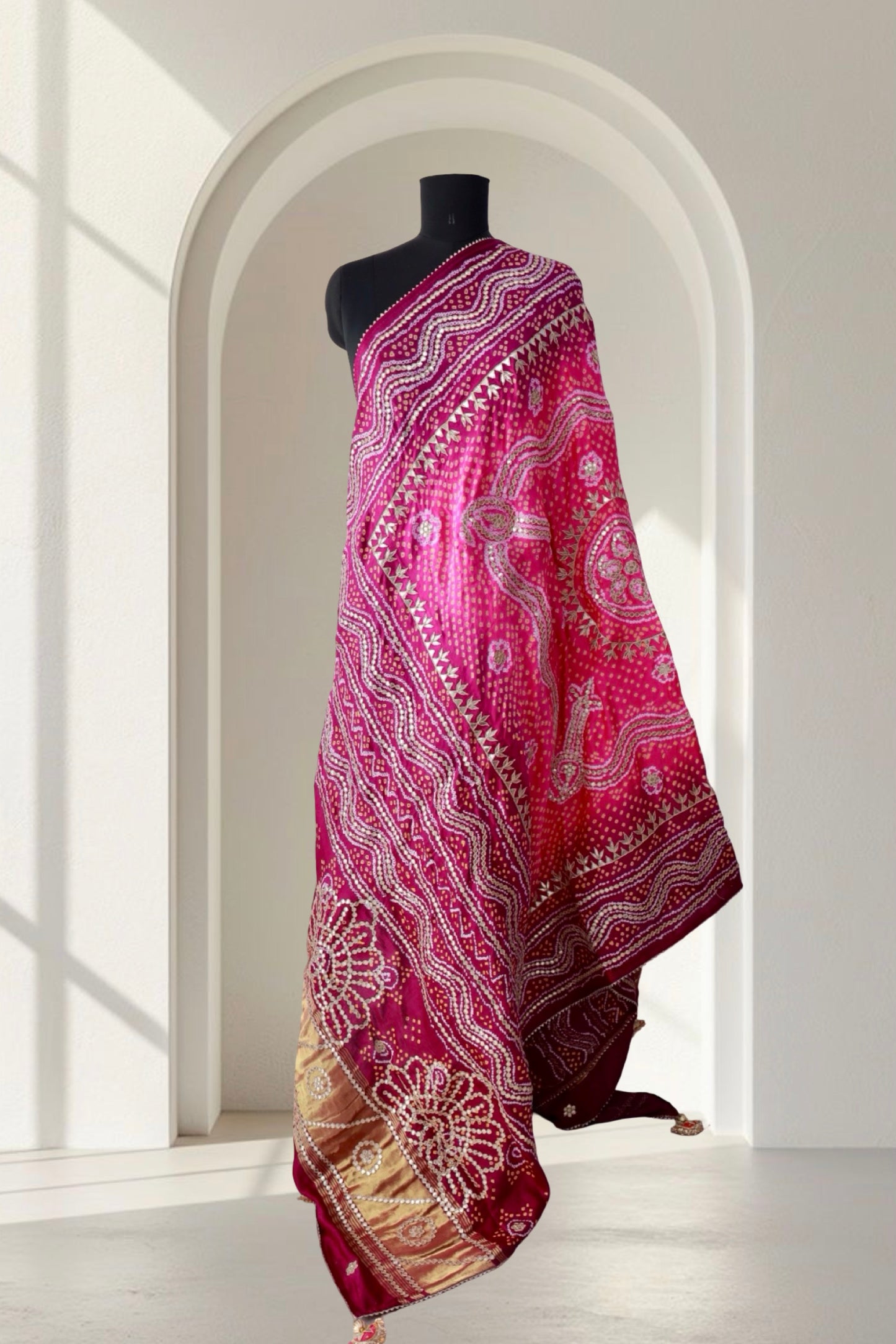 Bandhani Dupatta with Gotapatti Handwork