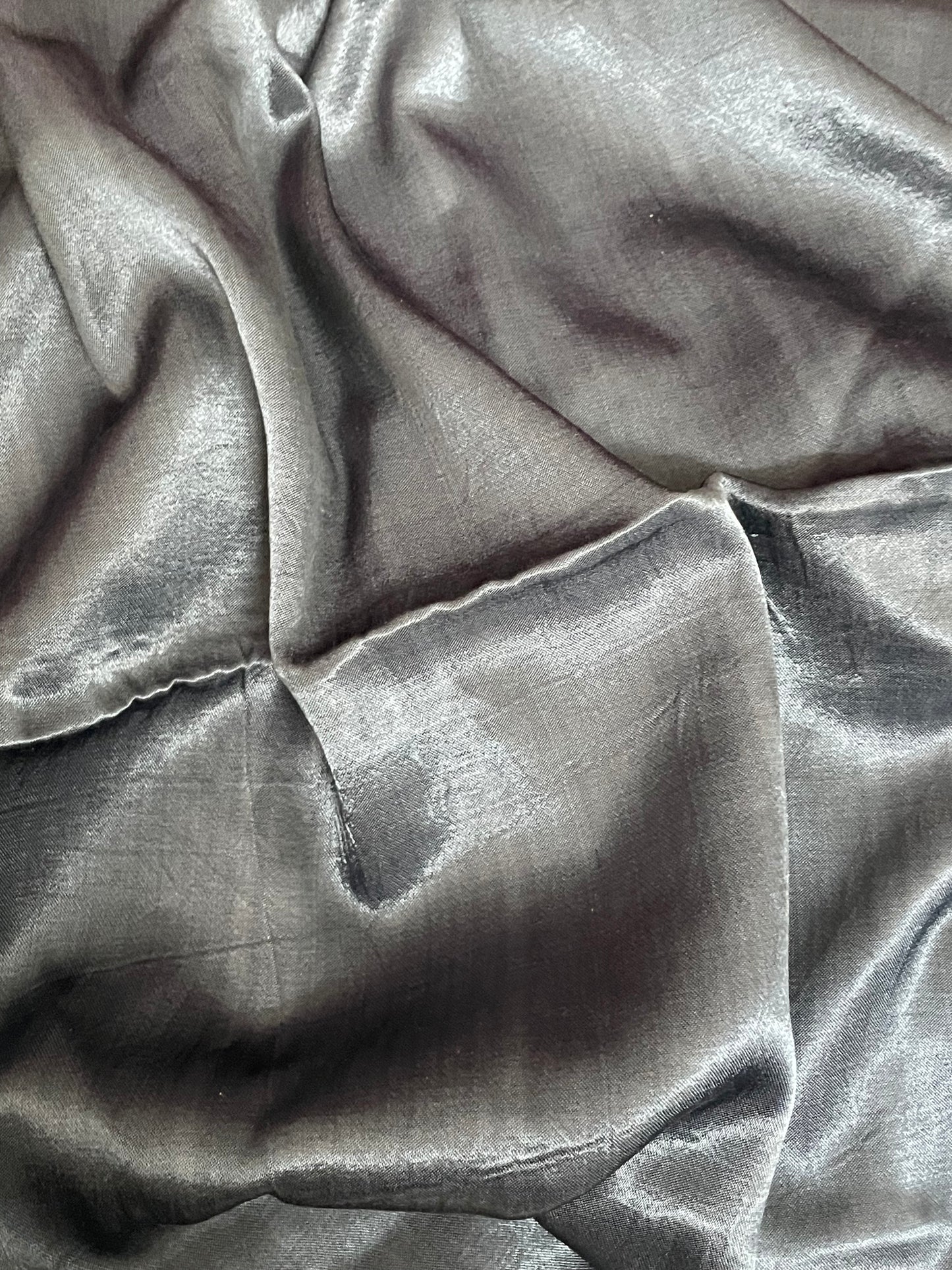 Elegant metal grey blouse piece with intricate artisan mirror work embroidery