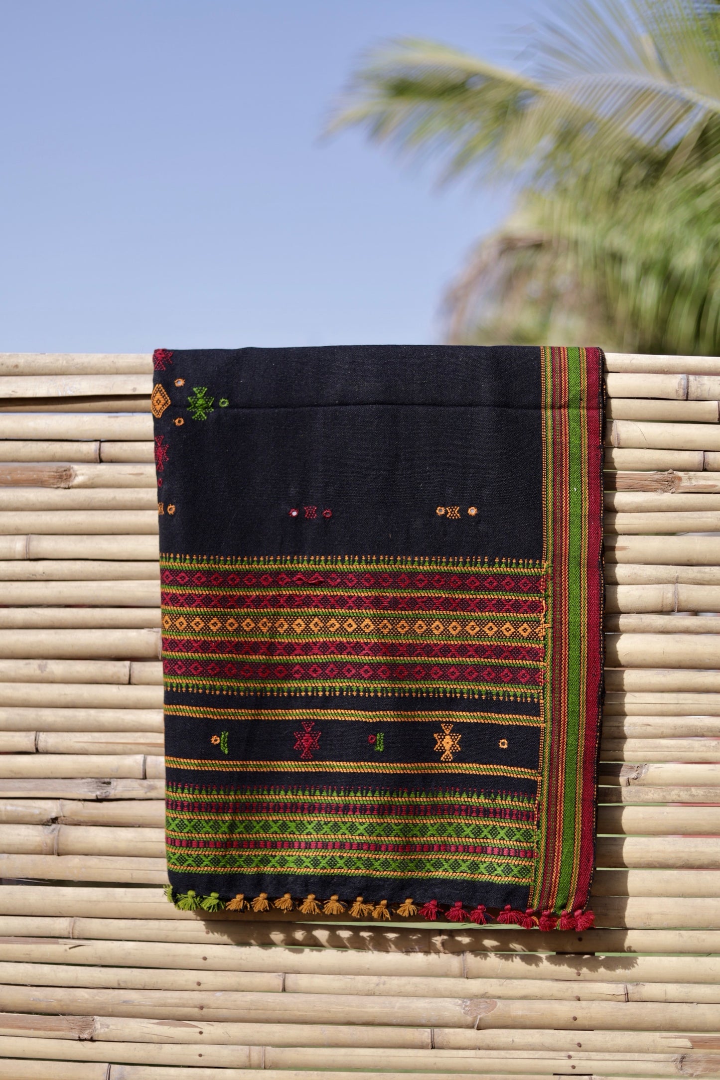 Premium handwoven woolen shawl in forest black with a soft texture and graceful drape