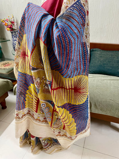 HANDPAINTED MATA NI PACHEDI SAREE