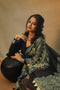Teal Blue Ajrakh Modal Silk Saree