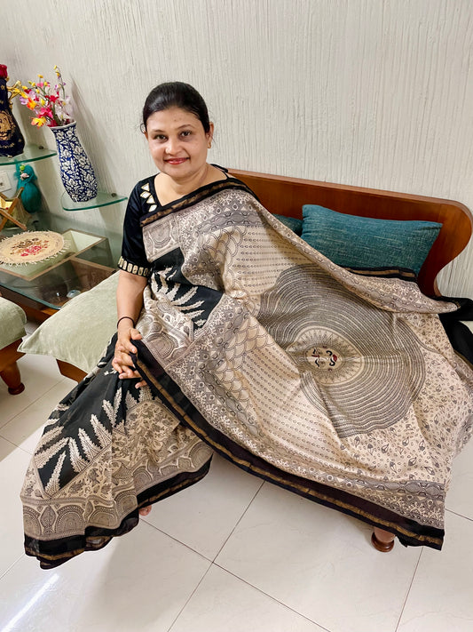 HANDPAINTED MATA NI PACHEDI SAREE