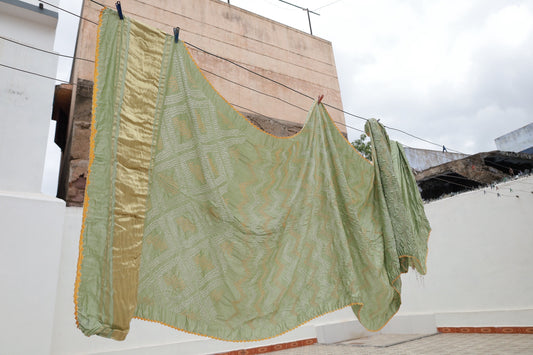 Rai Bandhani Silk Saree with Zari Pallu