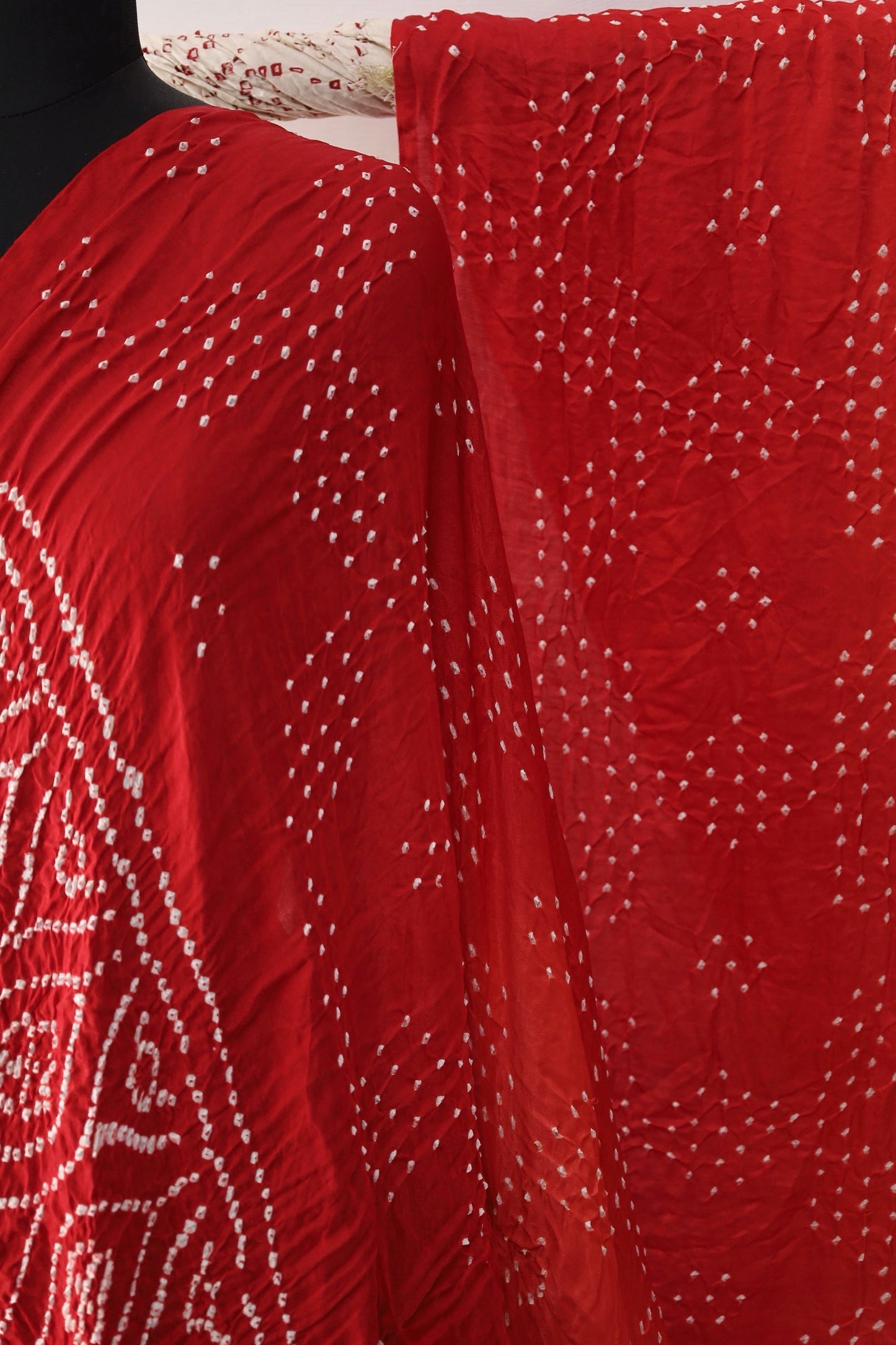 Bandhani Gajji Silk Saree with Zari Pallu