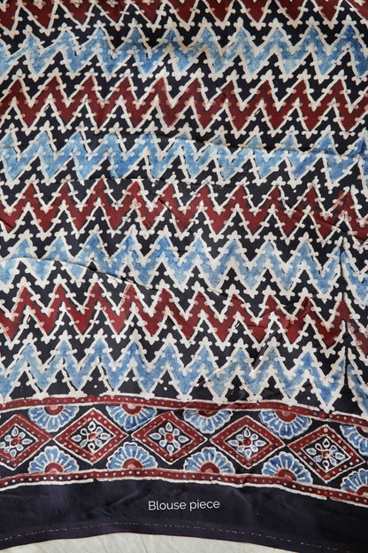 Ajrakh Modal Silk Saree