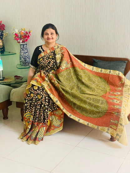 HANDPAINTED MATA NI PACHEDI SAREE