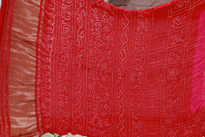 Rai Bandhani Silk Saree with Zari Pallu