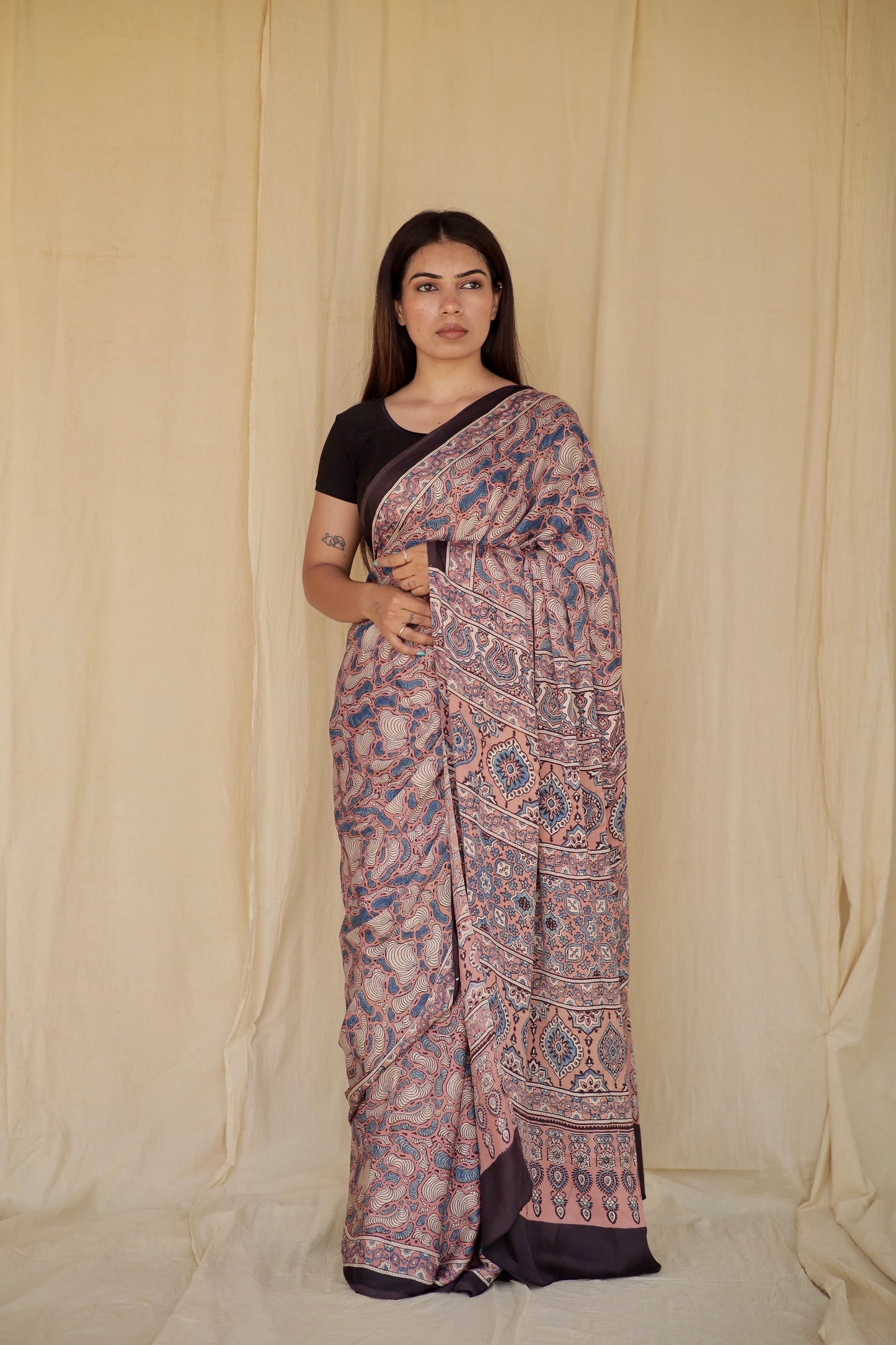 Ajrakh Modal Silk Saree
