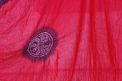 Bandhani Gajji Silk Saree with Zari Pallu