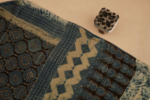 Aqua Blue Ajrakh Modal Silk Dupatta