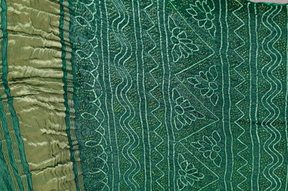 Forest Rai Bandhani silk saree featuring intricate tie-dye patterns and an elegant zari pallu