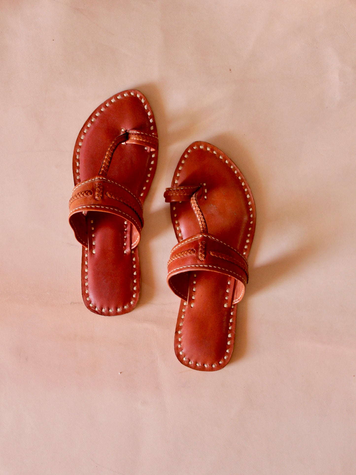 Kolhapuri handstitched leather chappal showcasing traditional artisan craftsmanship