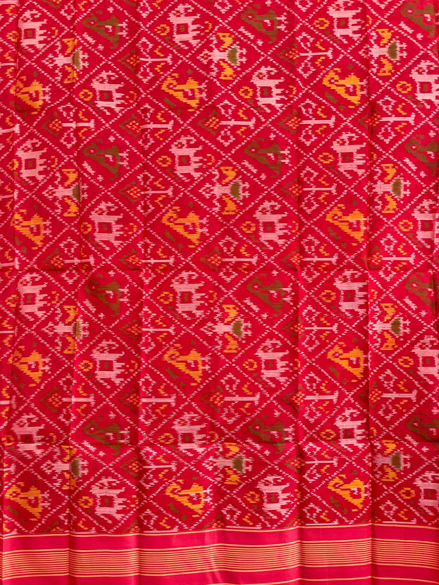 Red Patola Single Ikkat dupatta featuring intricate woven motifs and traditional artisan craftsmanship