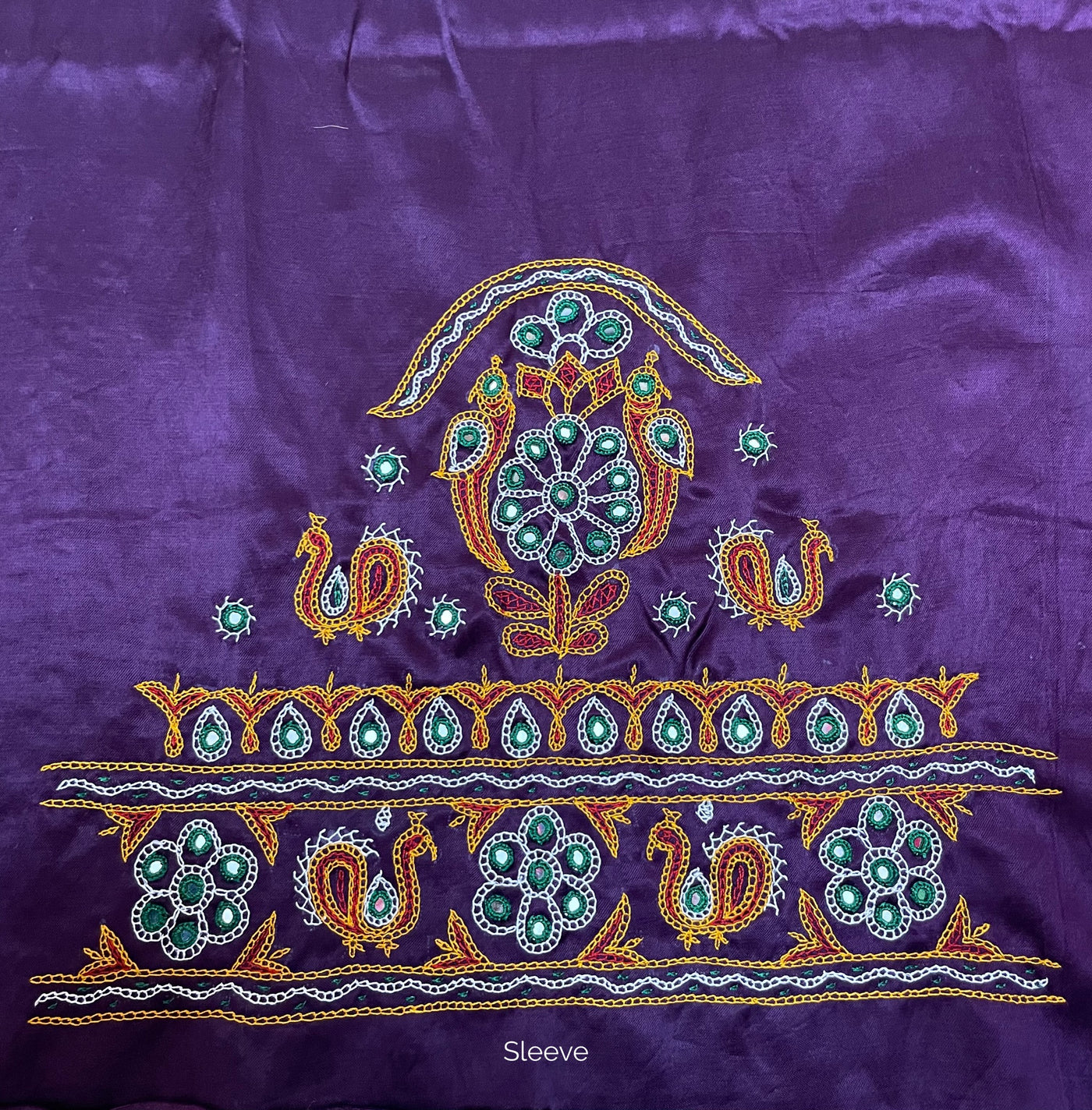 Royal purple Ahir embroidery blouse piece showcasing intricate handcrafted embroidery details