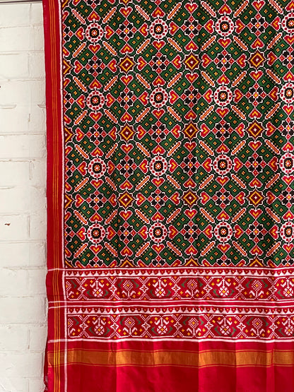 Traditional Double Ikat silk dupatta crafted with intricate patterns and luxurious texture