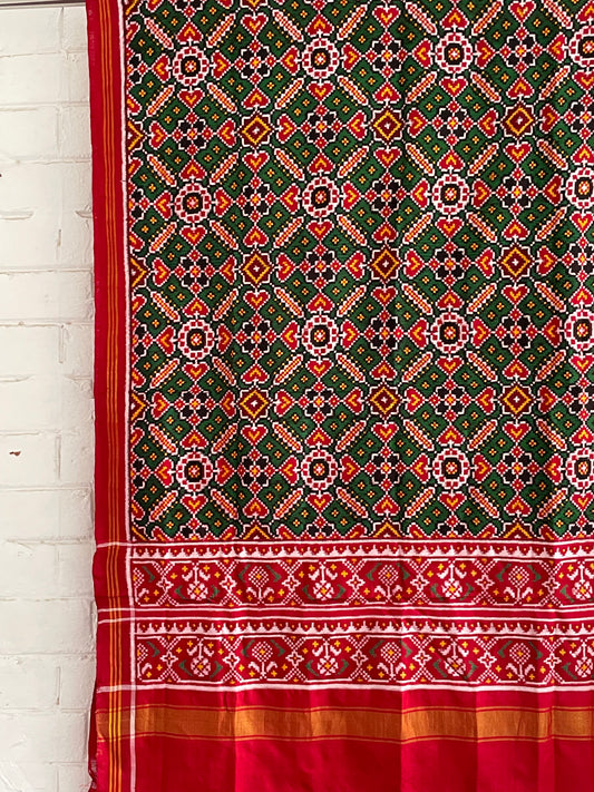 Traditional Double Ikat silk dupatta crafted with intricate patterns and luxurious texture