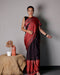 Black Ajrakh Modal Silk Saree with Red Motifs