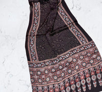 Black Ajrakh Modal Silk Stole