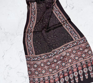 Black Ajrakh Modal Silk Stole