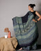 Black & Teal Ajrakh Modal Silk Saree
