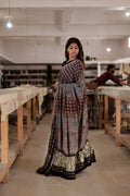 Black Zari Border Ajrakh Modal Silk Saree