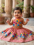 Blush Pink Handpainted Cotton Traditional Set for Kids