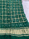 Bottle Green Bandhani Gharchola Dupatta With Zari Work