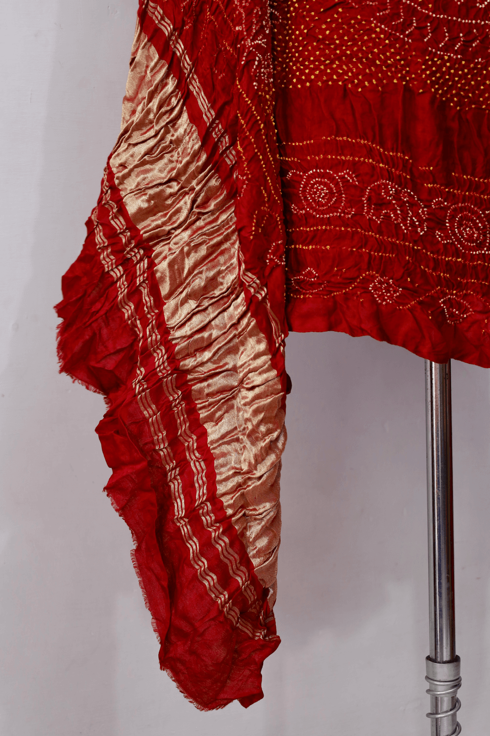 Luxurious brick red Gajji silk Rai Bandhej dupatta perfect for festive and ethnic wear