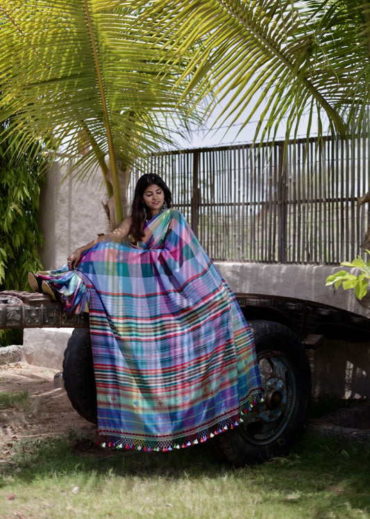 Carnival Kala Cotton Bhujodi saree featuring traditional handwoven patterns and artisanal craftsmanship