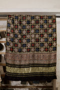 Charcoal Black Ajrakh Modal Silk Dupatta With Lagdi Patta