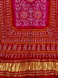 Cherry Red & Pink Bandhani Gajji Silk Dupatta
