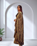 Chocolate Brown Ajrakh Modal Silk Saree