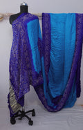 Cobalt Bandhani Gajji Silk Saree with Zari Pallu