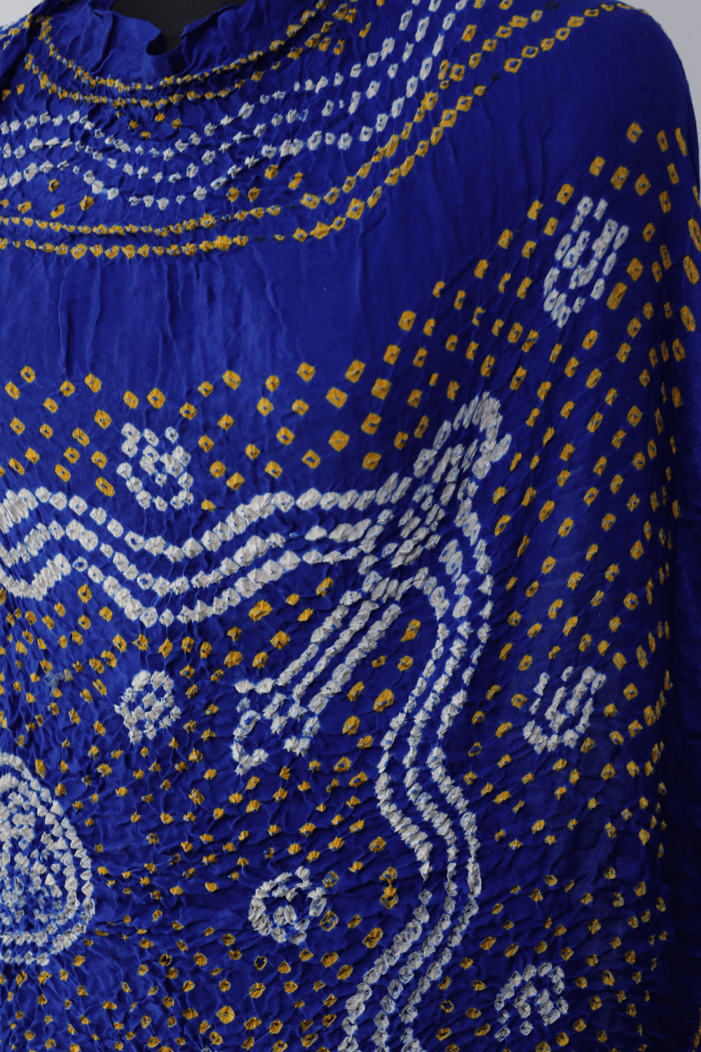 Luxurious cobalt blue Bandhani dupatta crafted in soft and lustrous Gajji silk