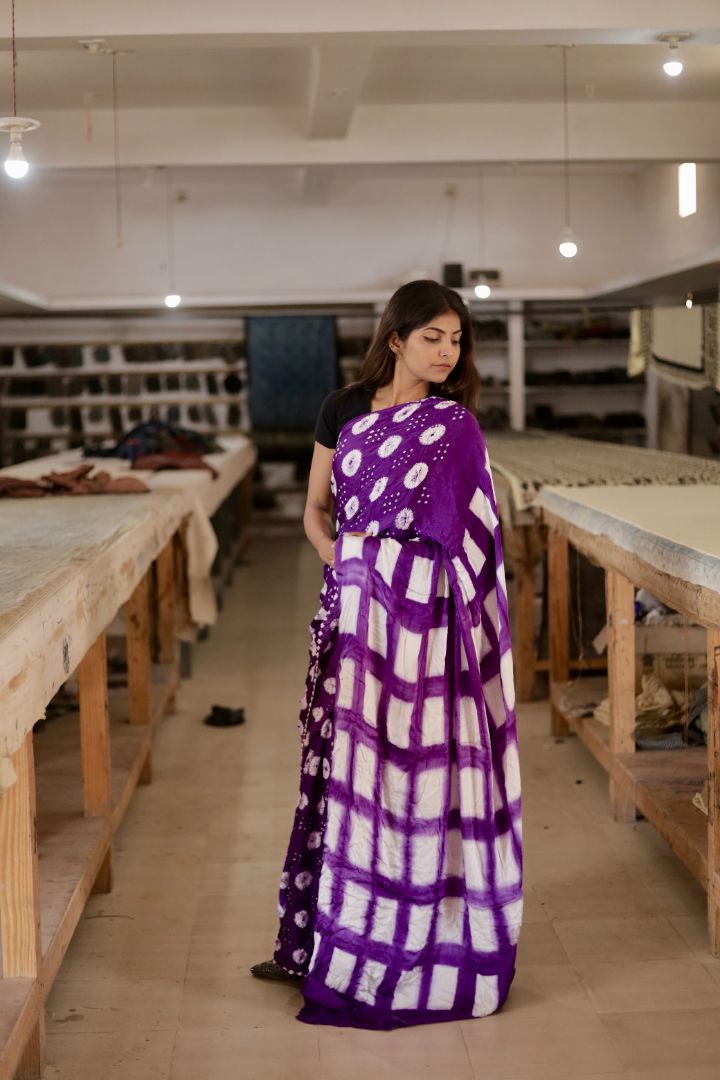 SHIBORI AND CLAMP DYED SAREE