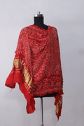 Coral Red Gajji Silk Rai Bandhej Dupatta