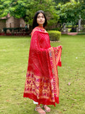 Crimson Red Bandhani Georgette Dupatta