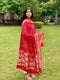 Crimson Red Bandhani Georgette Dupatta