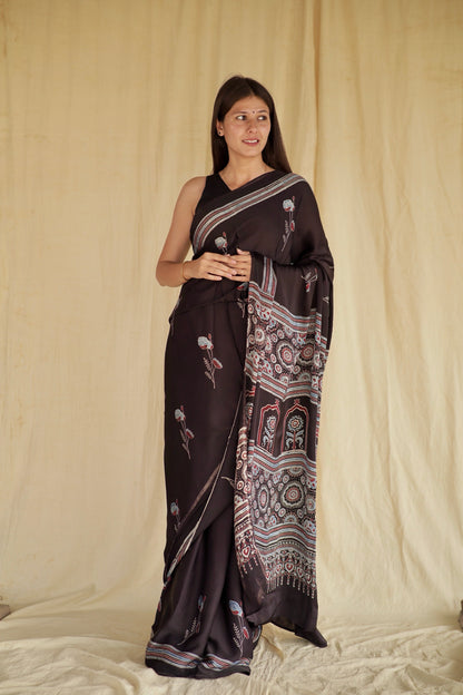 Ajrakh Modal Silk Saree