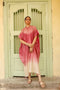 Rose Bloom Bandhani Shibori Silk Kaftan